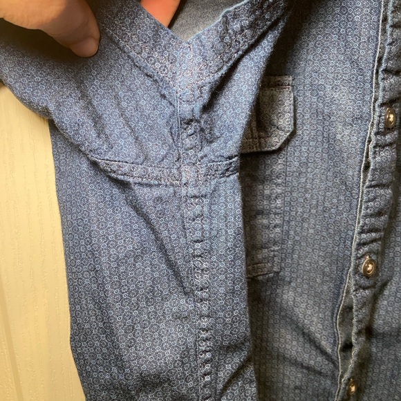 Marc Anthony Casual Blue Button Down Slim Fit Short Sleeve Shirt - Picture 4 of 6